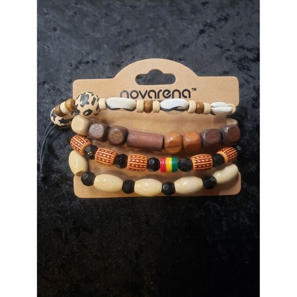 Novarena Beaded Bracelets Stackable Multi Layer Ethnic Tribal African - Picture 2 of 6